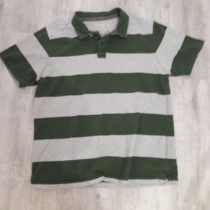 Canyon River Blues Rugby Polo Shirt Heavy Cotton Material XL Green Gray Striped